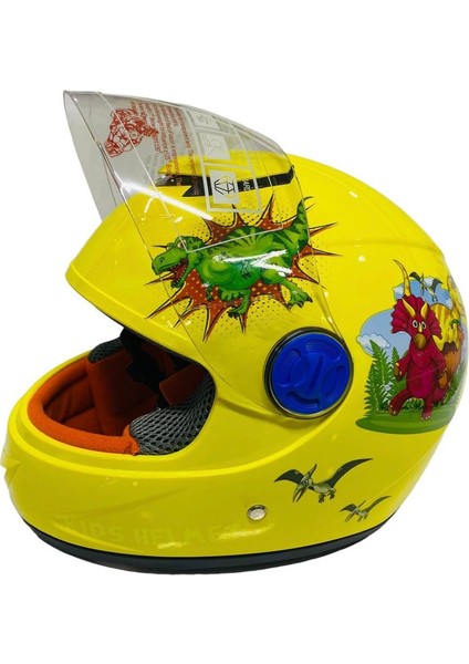 Sy 118 Ejderha Full Face Çocuk Kaskı Sarı
