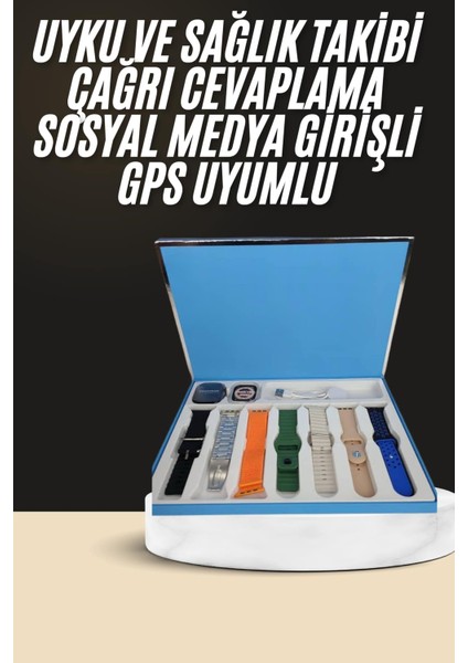 7 Kordonlu Unisex Akıllı Saat Çoklu Kordon Seçeneği Amoled Ekran