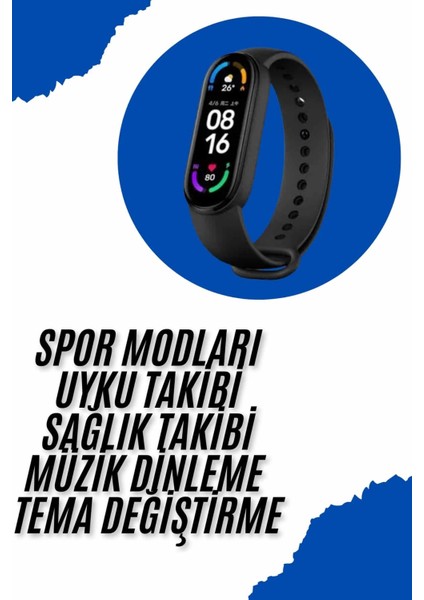 Akıllı Uyumlu Bileklik M6 Adımsayar Spor Modları Çağrı Görme Türkçe Menü