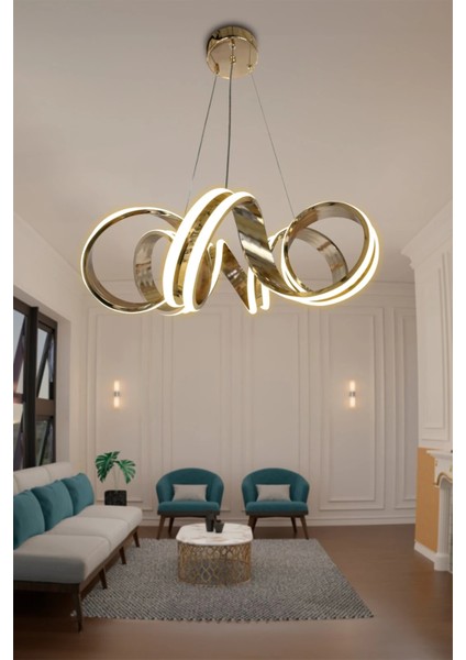 Çift Yönlü Kıvrım Salon & Oturma Odası Avizesi - 3 Renk Kumandalı
