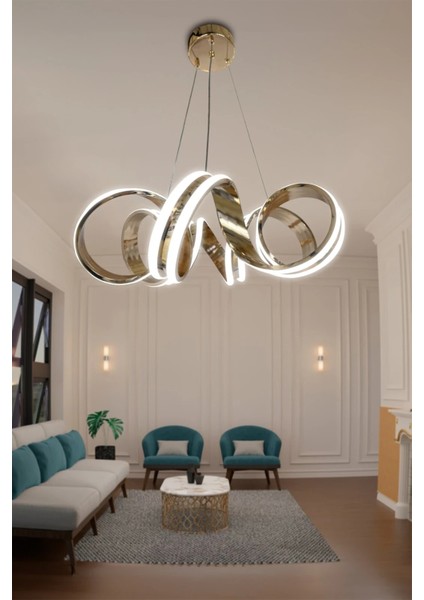 Çift Yönlü Kıvrım Salon & Oturma Odası Avizesi - 3 Renk Kumandalı