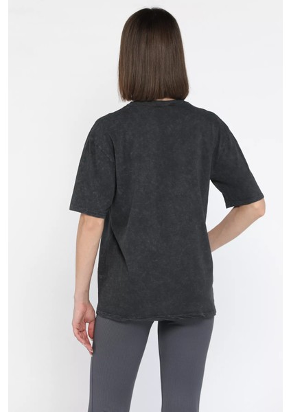 Kadın Ön Baskılı Bisiklet Yaka Tişört modelleri