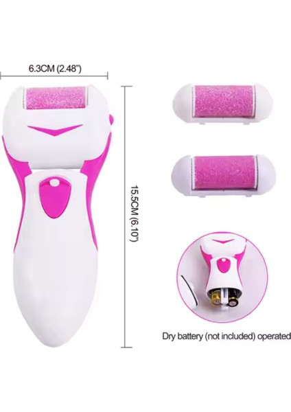 Elektronik Kablosuz Pilli Topuk Törpüsü Callous Remover Pembe