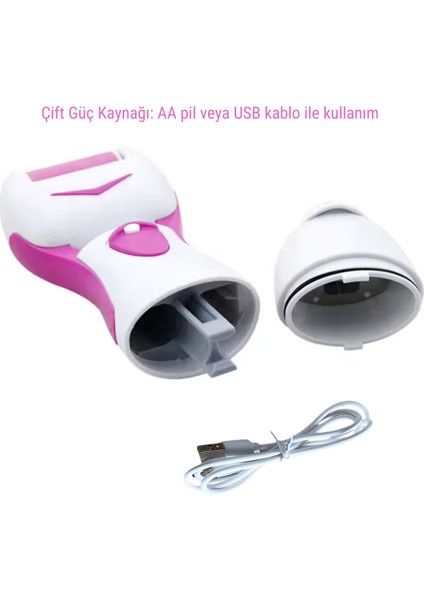 Elektronik Kablosuz Pilli Topuk Törpüsü Callous Remover Pembe
