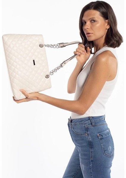 Bayan Krem Omuz El Çantası modelleri