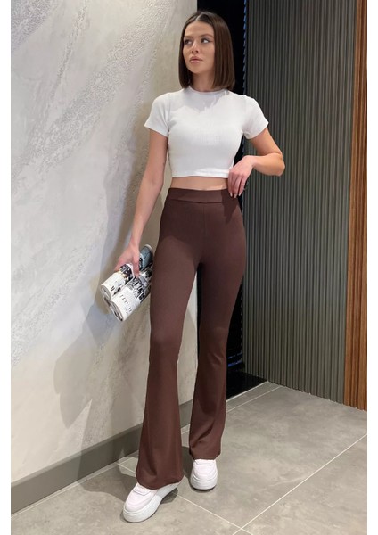 Kadın Yüksek Bel Fitilli İspanyol Paça Tayt P-00015493