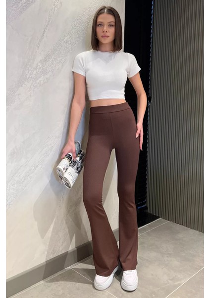 Kadın Yüksek Bel Fitilli İspanyol Paça Tayt P-00015493 fiyatları