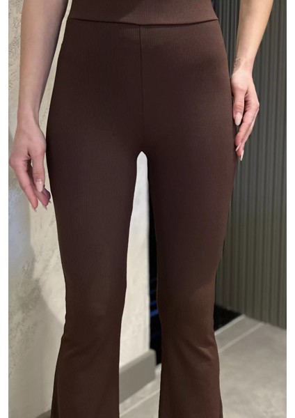 Kadın Yüksek Bel Fitilli İspanyol Paça Tayt P-00015493 fırsatları