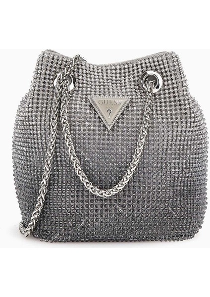 Zalina Pouch Gümüş Taş Detaylı Omuz Çantası