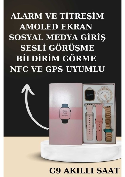 Nabız Ölçer li Akıllı Saat ve Dijital Göstergeli Bluetooth Kulaklık Çoklu Şarj Girişi