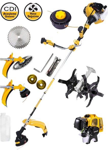 Alman 2.4 Hp Bp Eur5 Motorlu Yan Tipi Benzinli Ot Çalı Tırpanı Çim Biçme Makinesi A' Sınıf