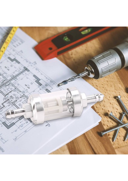 Evrensel Krom Cam Yakıt Benzinli Ham Petrol Motoru Inline Filtre 5/16 "8mm Gümüş Motosikletler Için (Yurt Dışından) fiyatları