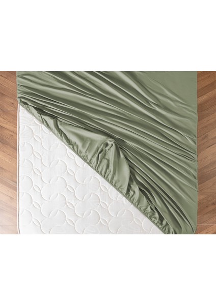 Ciel Tek Kişilik Plus %100 Pamuk Lastikli Saten Çarşaf - Haki