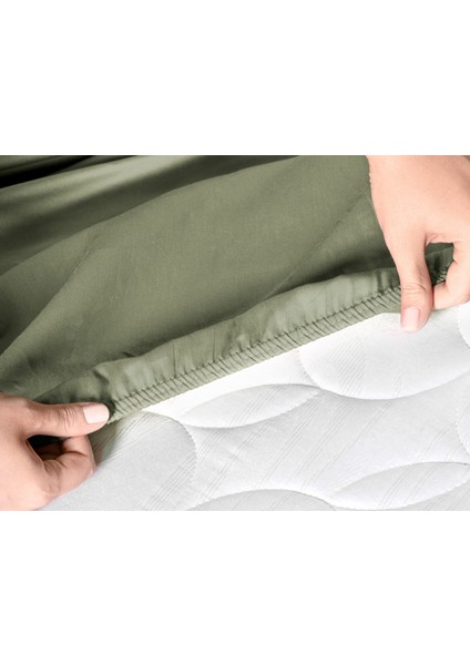 Ciel Tek Kişilik Plus %100 Pamuk Lastikli Saten Çarşaf - Haki modelleri