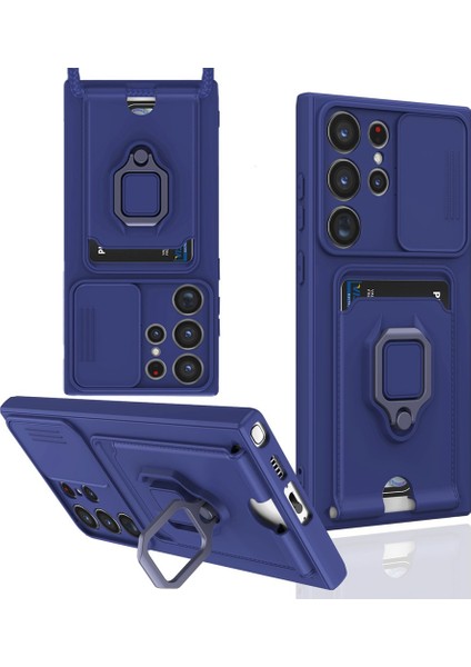 Samsung Galaxy S25 Ultra Samsung Galaxy S25 Ultra Kılıf Kamera Korumalı Sürgülü Yüzüklü Kartvizitli Ip Askılı Zuma Silikon