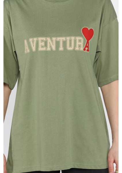 Ön Yazı Baskılı Bisiklet Yaka Kadın Tişört fırsatları