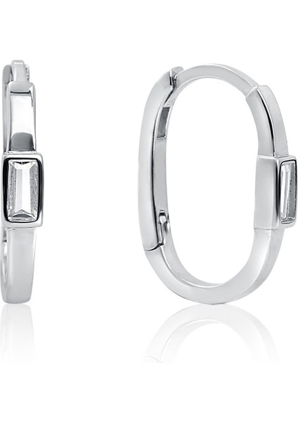 Kadın 925 Ayar Gümüş Baget Taşlı Küpe fırsatları