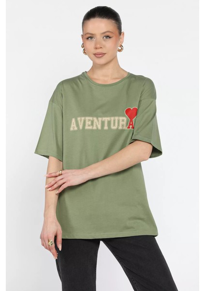 Ön Yazı Baskılı Bisiklet Yaka Kadın Tişört P-00015468 fiyatları