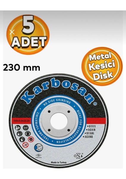 Metal Kesici Disk 230X3,0X22,23 (5 Adet)