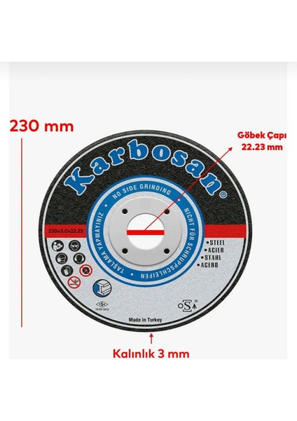 Metal Kesici Disk 230X3,0X22,23 (5 Adet)