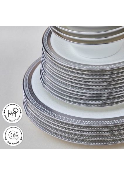 Royal Bone Kate 55 Parça 12 Kişilik Yemek Takımı Platin