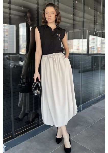 Kadın Bel Lastikli Cepli Balon Etek fiyatları