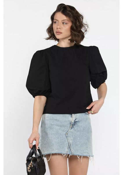 Kadın Sırt Bağlama Detaylı Kol Lastikli Bluz fiyatları
