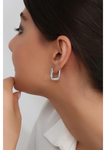 Kadın 925 Ayar Gümüş Zirkon Taşlı Küpe