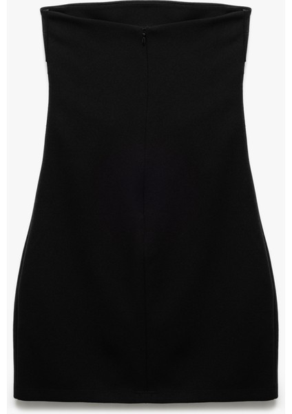 Scuba Krep Kumaş Drape Detaylı Mini Straplez Elbise