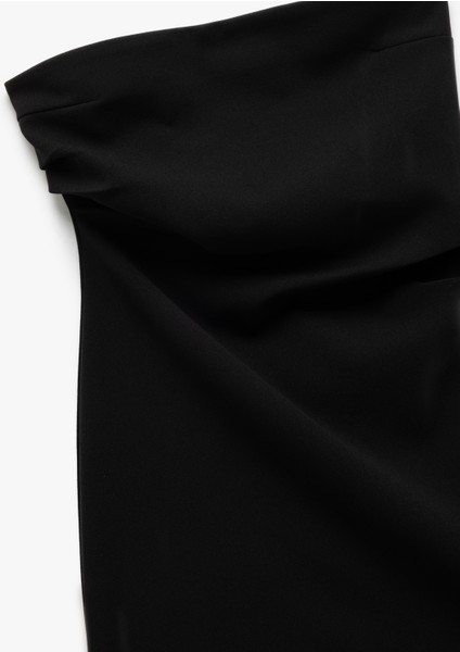 Scuba Krep Kumaş Drape Detaylı Mini Straplez Elbise