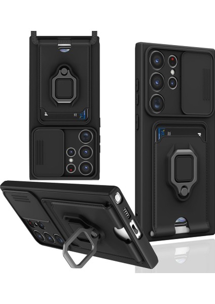 Samsung Galaxy S25 Ultra Samsung Galaxy S25 Ultra Kılıf Kamera Korumalı Sürgülü Yüzüklü Kartvizitli Ip Askılı Zuma Silikon