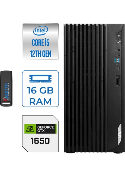 Msı Pro DP180 Intel Core I5 12400 16GB 1tb SSD 4GB/GTX1650/128BIT Windows 11 Home Masaüstü Bilgisayar 1650MS422XTRH01 + Zettausbbellek