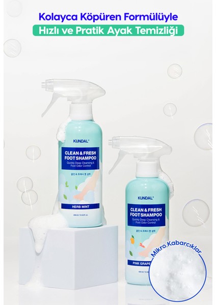 Arındırıcı ve Ferahlatıcı Ayak Bakım Şampuanı KUNDAL Clean & Fresh Foot Shampoo 400ml (Herb Mint) indirimleri