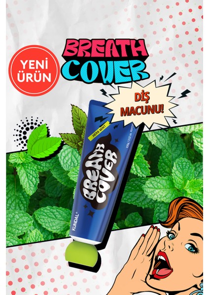 Bitkisel Özlü, Nane Aromalı Diş Macunu KUNDAL Deep Breath Cover Toothpaste (Herb Mint)