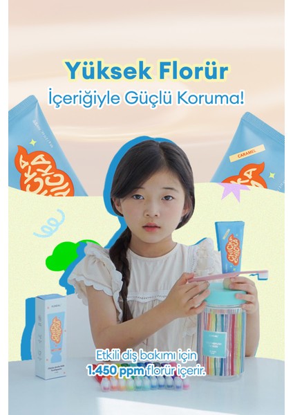 Renkli, Etkili Çocuk Diş Macunu Kundal Chicka Smile Kids Toothpaste (Caramel) modelleri