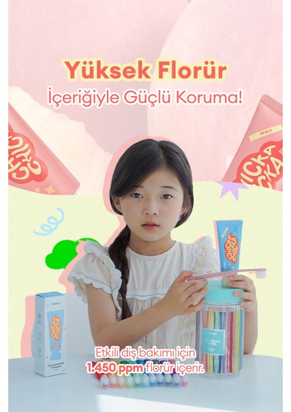 Renkli, Etkili Çocuk Diş Macunu Kundal Chicka Smile Kids Toothpaste (Peach) modelleri