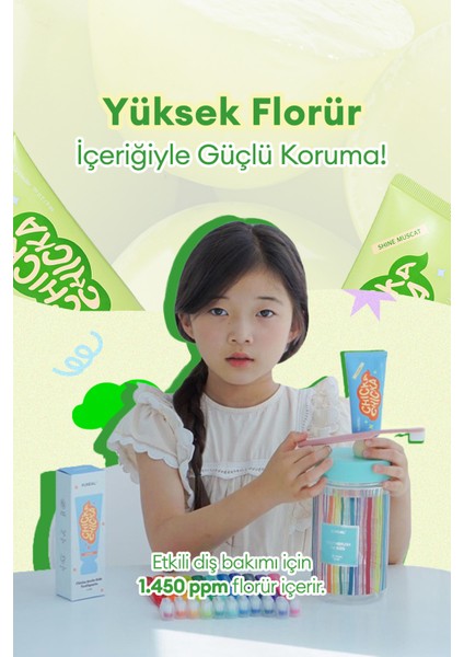 Renkli, Çürüklere Karşı Etkili Çocuk Diş Macunu KUNDAL Chicka Smile Kids Toothpaste (Shine Muscat) modelleri