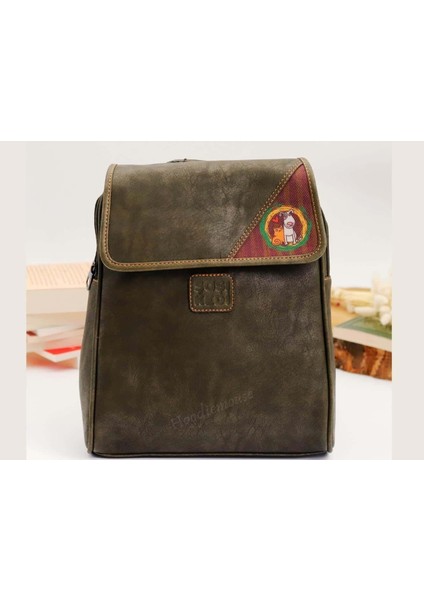 Köpek Figürlü Business Sırt Çantası Etnik Bohem Style - Yesıl