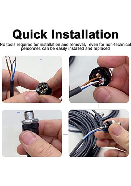 M12 5 Pin Erkek ve Dişi Priz Panel Havacılık Kablo Konnektörü, 12MM Endüstriyel Dairesel Konnektör, IP67,4 Set (Yurt Dışından) fırsatları