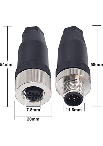 M12 5 Pin Erkek ve Dişi Priz Panel Havacılık Kablo Konnektörü, 12MM Endüstriyel Dairesel Konnektör, IP67,4 Set (Yurt Dışından) indirimleri