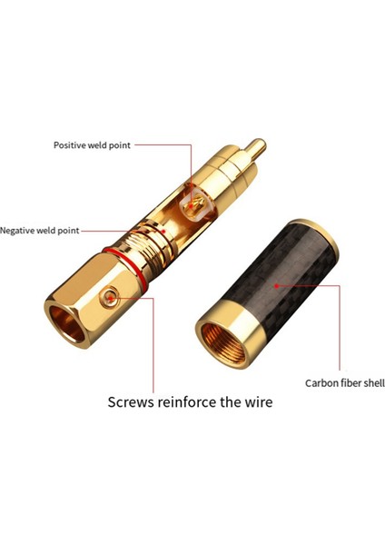 Hifi Rca Konektörü 10MM Karbon Fiber Altın Kaplama Lotus Fiş Hoparlör Terminali Ses Güç Subwoofer Amplifikatör (Yurt Dışından)