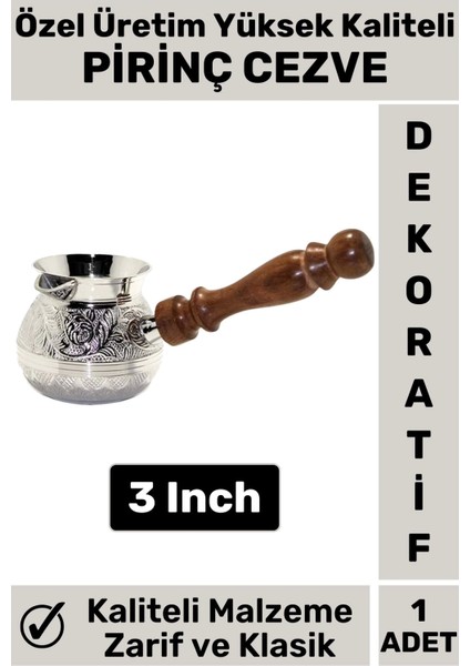 Isı Iletkeni Kolay Temizlenir Estetik Dekoratif Türk Kahvesi Pirinç Cezve 3 Inch