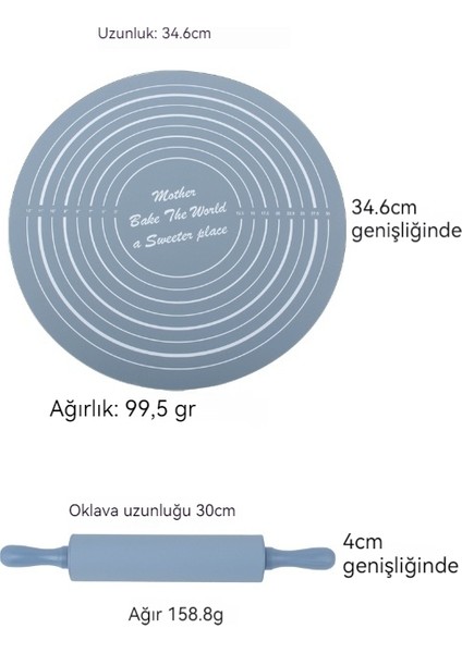 Çocuk Ev Tipi Yuvarlak Silikon Yoğurma Pedi + Oklava (Yurt Dışından)