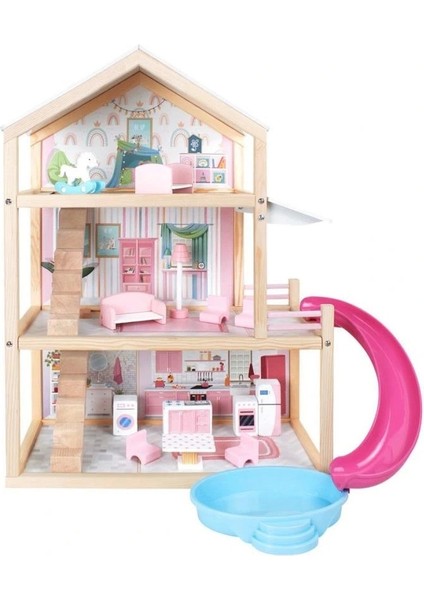 Nessiworld T2010 Ahşap Kaydıraklı Ev 3 Katlı
