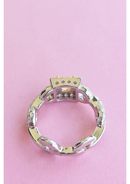 Ithal Örgü Kare Sarı Buz Kesim Gümüş Yüzük fırsatları