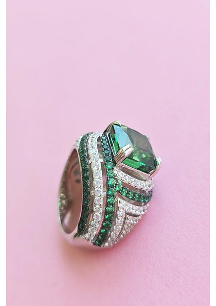 Ithal Premium Kök Zümrüt Gümüş Yüzük fiyatları