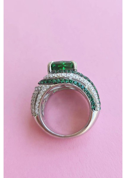 Ithal Premium Kök Zümrüt Gümüş Yüzük modelleri