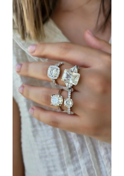 Ithal Premium Dikdörtgen Mozanit Tektaş Gümüş Yüzük fiyatları