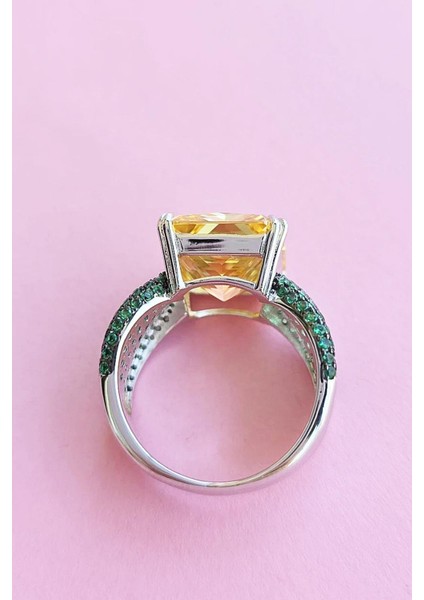 Ithal Premium Sarı Yeşil Buz Kesim Gümüş Yüzük indirimleri