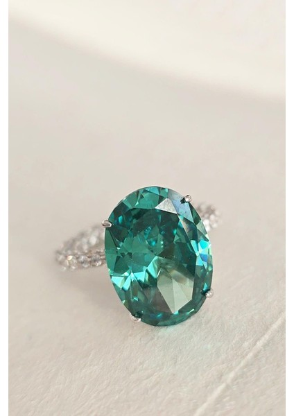 Ithal Large Aleksandrit Taşlı Gümüş Yüzük